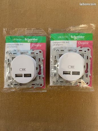 2 chargeurs double USB Schneider Ovalis