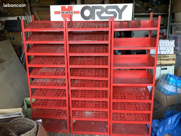 3 étages ou rack Wurth rouge avec panneau garage atelier