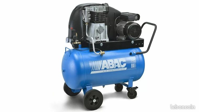ABAC ENDURANT Compresseur 3 CV monophasé Cuve 90 L Robustesse Pro & Mobilité Idéal Aérogommage Atelier Fabrication Fiable