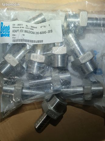Adaptateur hexagonal mâle/cannelé 1" 19mm inox 316