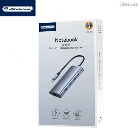 Adaptateur Hub 8 en 1 USB-C/Type C vers USB X3 Micro USB RJ45 HDMI Micro SD Carte SD