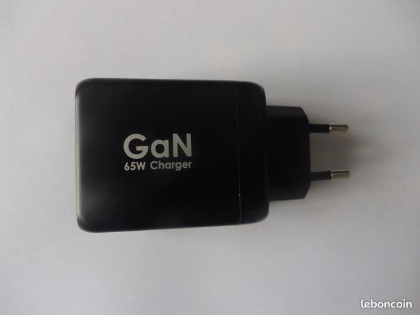 Adaptateur chargeur rapide pour portable ou telephone GaN 65w- double port usb-c + usb