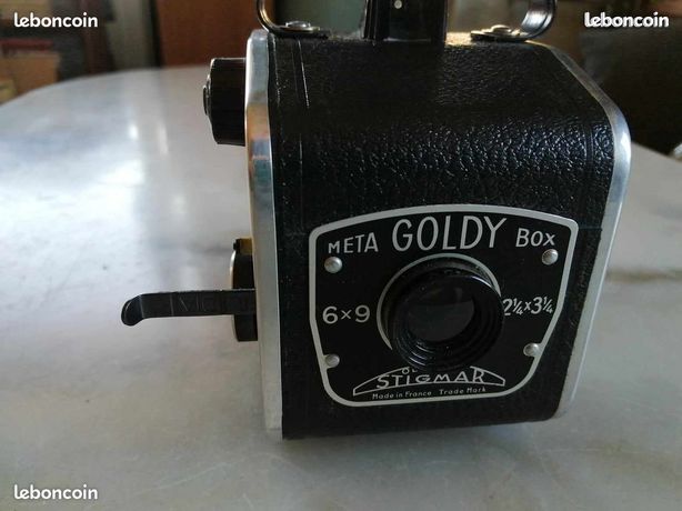 appareil photo Goldy meta box, 6x9, objectif stigmar, avec étui d' + filtre jaune, années 1950', en france