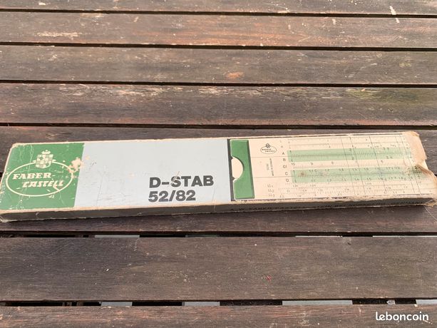 Ancienne règle à calculer Faber-Castell 52/82 D-stab avec étui et boîte
