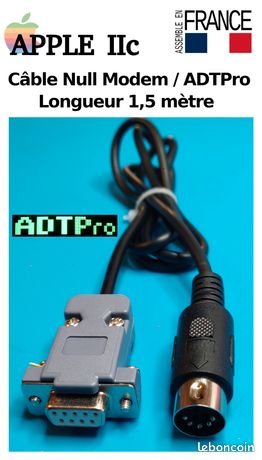 APPLE IIc Câble RS232 null modem Pour transfert ADTPro