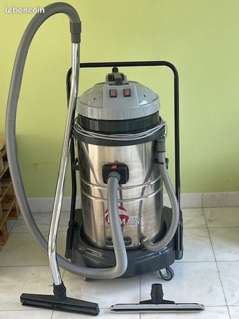ASPIRATEUR INDUSTRIEL EAU ET POUSSIERES "INOX" 70 L 2 Moteurs de 1000 Watt