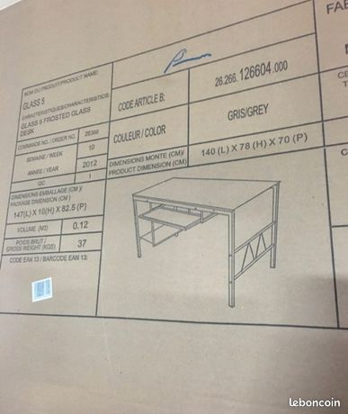 Bureau en verre neuf