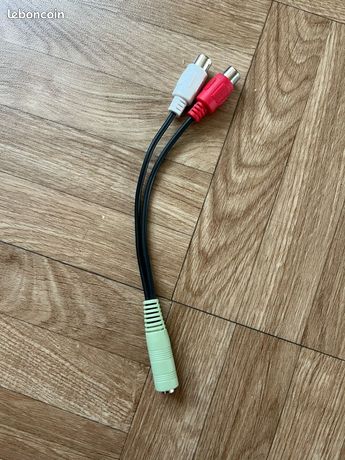 Câble adaptateur jack vidéo prise y mâle 2 RCA femelle