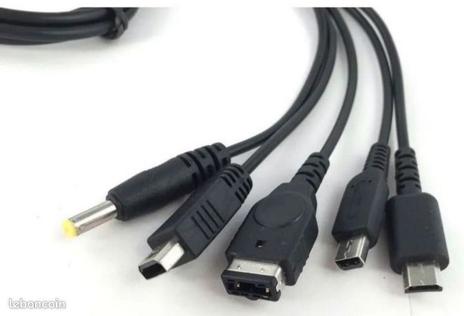 Câble chargeur USB 5 en 1 DS Lite DSIXL 2DS 3DS & New WiiU PSP 1000/2000/3000 GBA SP