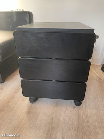 Caisson de bureau à roulettes noir 3 tiroirs avec clé bon état