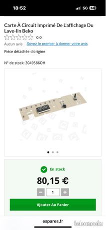 Carte électronique beko wdw85120