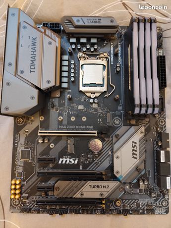 Carte mère MSI Z390 Tomahawk + CPU Intel i9 9900k 3.6 GHz OC 5 GHz + 4 X 8Go RAM CORSAIR DDR4 3600Mgh + Watercooling CORSAIR