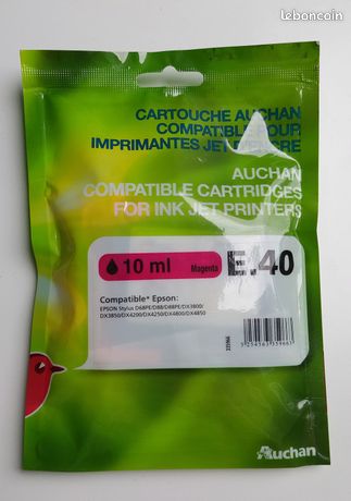 Cartouche compatible EPSON - Magenta - Auchan - E40 - Jet d'encre - Neuve
