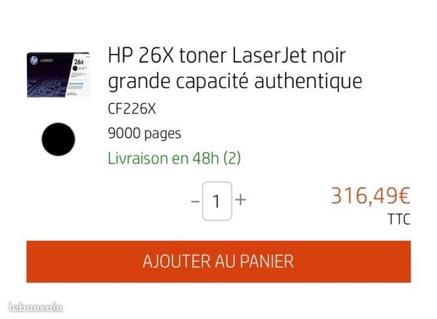 Cartouche toner HP 26X CF226X Noir