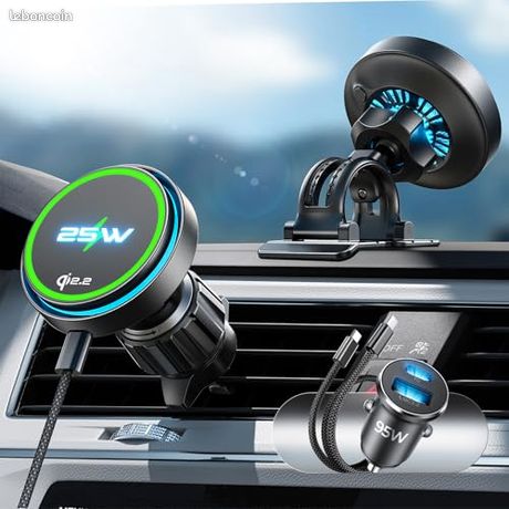 CC LISEN Chargeur de Voiture MagSafe pour Qi2.2 25 W Montage Rapide pour iPhone 17/16 Pr
