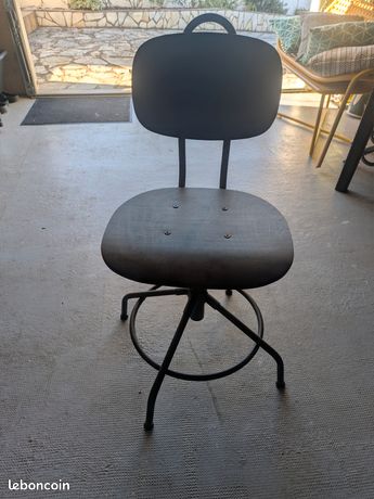 Chaise bureau bois et métal Ikea noire