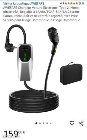 Chargeur de voiture électrique Type 2 réglable 6A 8A 10A 13A 16A Boîtier de contrôle usage domestique Neuf