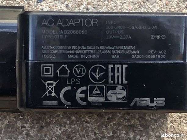Chargeur secteur mini ordinateur portable Asus 19v 2,37 Amp