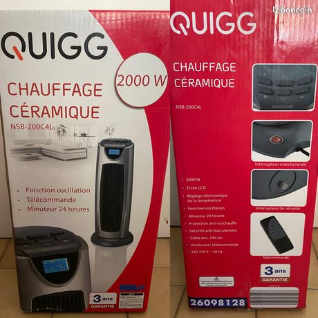 Chauffage céramique Quigg 2000W – Neuf