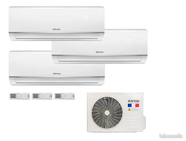 Climatisation réversible Airton Tri-Split neuve avec WiFi (100 m²)