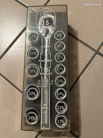 Coffret Poids Lourd 1" 15 Pièces Douilles, Cliquet