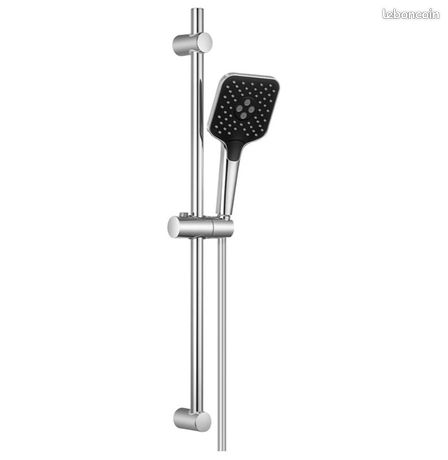 Colonne de Douche Barre de Douche 70cm en Acier Inoxydable, Douchette avec 3 Modes, Flexible Douche 150cm et Support, Chromé