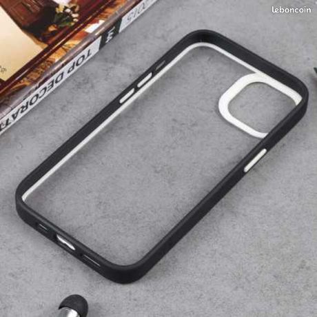 Coque de Protection Transparent avec Cadre de Couleur Contrastée pour iPhone 13 Pro Max -Noir
