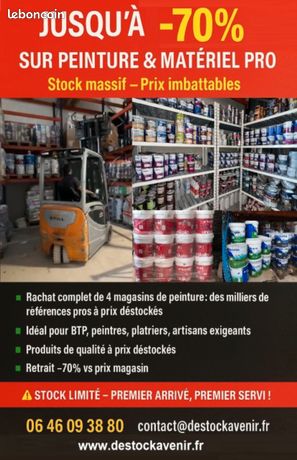 ✅️ DESTOCKAGE Peinture Enduit Colle etc