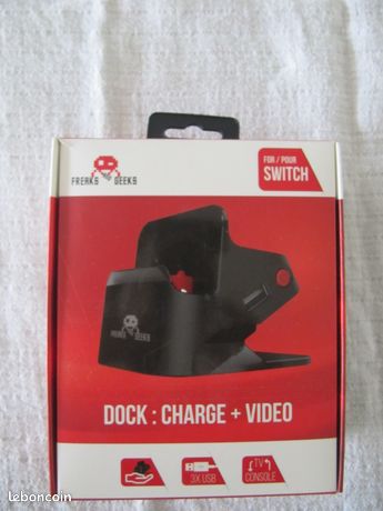 Dock 2 en 1 pour Nintendo Switch Freaks And Geeks Noir Connexion TV + support recharge