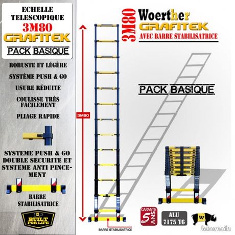 Échelle télescopique 3m80, escabeau télescopique