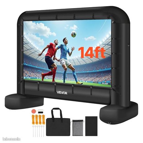 Écran de projection gonflable VEVOR de 427 cm de diagonale format 169 600D lavable avec sac de rangement portable installation facile pour home cinéma fête à thème piscine