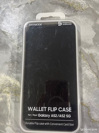 Etui folio Flip Wallet pour smartphone Samsung Galaxy A52 4G/5G Noir
