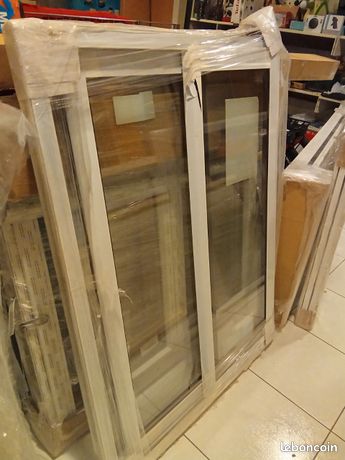 Fenêtre aluminium blanc coulissante 2 vantaux h.135 x l.100 cm GoodHome