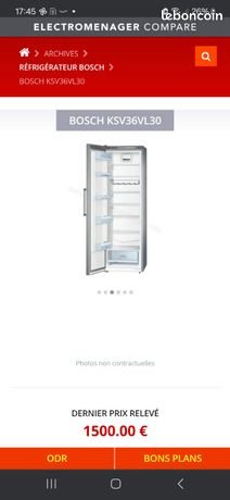 Frigo Réfrigérateur Armoire Bosch KSV36VL30 livraison gratuite dans les alentours