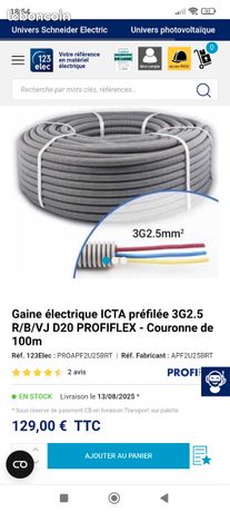 Gaine prefilée électrique 3x2,5