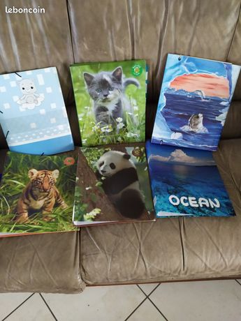 Grand bleu 2 classeurs Océan+2 pochettes animaux format A4
