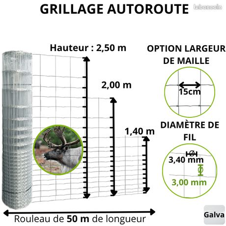Grillage soudé Autoroute 50m fil de 3.40mm
