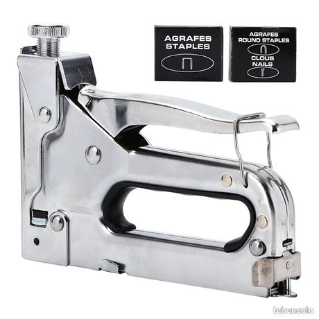 Gun d'agrafe manuel pour le travail du bois, kit d'agrafeuse à ongles robuste avec conception ergonomique, verrouillage de sécurité, installation facile, adaptée aux cadres de