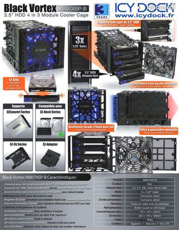 Icy Dock Black Vortex 3.5" sas sata hdd cooler cage