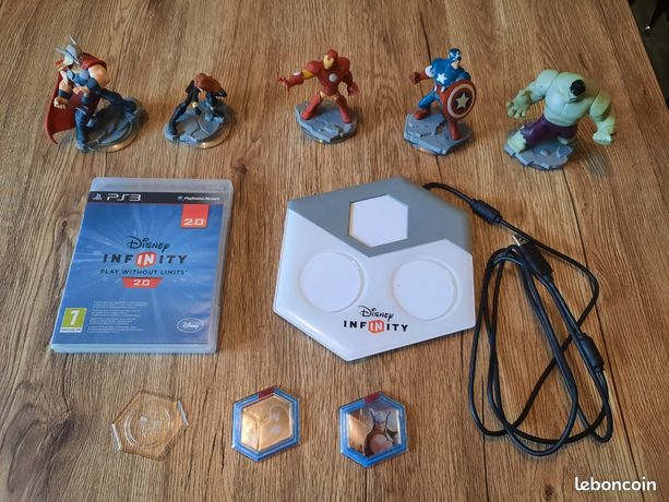 Jeu ps3 disney infinity Jeu PS3 Disney Infinity avec portail et figurinesPortail5 figurines thor marteau cassé hulk captain america Iron man et elastic girl