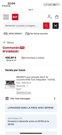 Lave vaisselle BRANDT jamais utilisé dans son carton