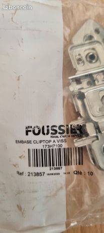 Lot de 10 embases métalliques pour charnières de meuble