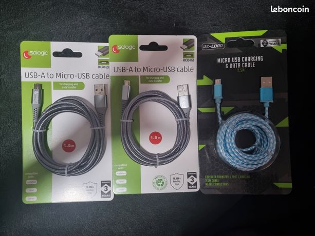 Lot De 3 Chargeurs Micro USB, Action