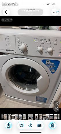Machine à laver robuste Indesit 9 kgs *Ideal pour petit budget étudiant * Machine située au Rdc Diable à disponibilité pour lévacuation par vos soins