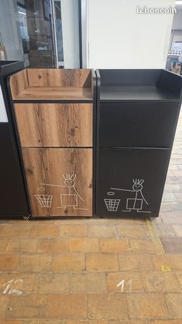 Meuble poubelle bois noir