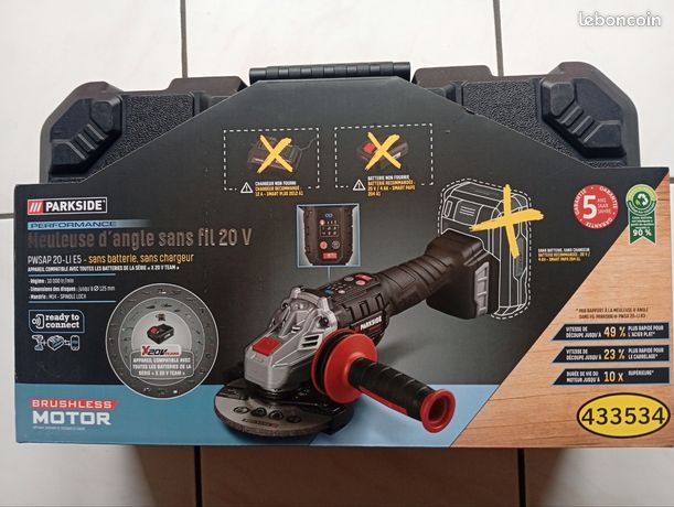 Meuleuse d'angle sans fil 20 Volts Parkside Performance Neuve