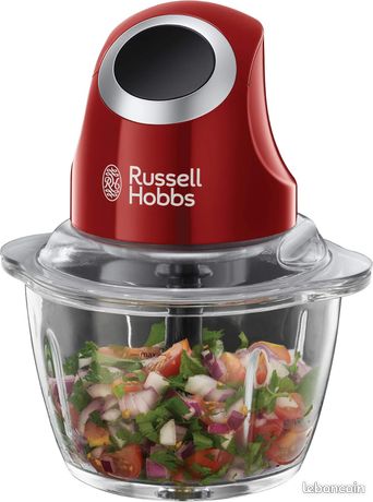 Mini hachoir électrique Multifonction Desire Rouge pour légumes fruits & viandes un bouton de fonctionnement bol en verre 500ml lame en acier couvercle de conservation 24660-56