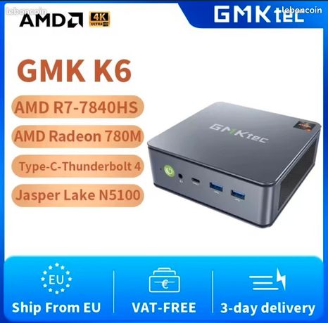 Mini PC GMKtec K6 Mini PC AMD R7-7840HS 8C/16T 16GB RAM 512GB PCIe 4.0 SSD Mini Desktop Computer Window 11 Pro