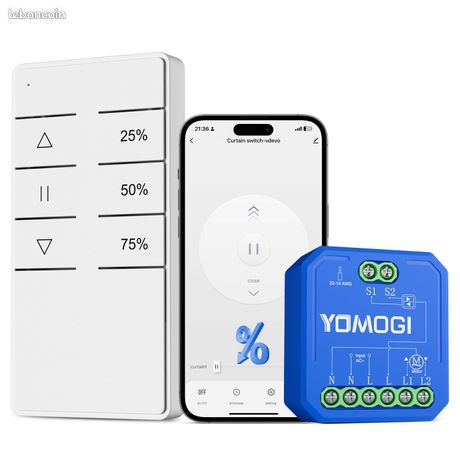 Module Volet Roulant Connecté avec Télécommande RF Module WiFi pour Rideau Stores Compatible avec Alexa Google Home