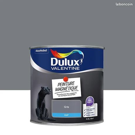 Neuf Peinture magnétique Dulux Valentine mat gris 0,5L
